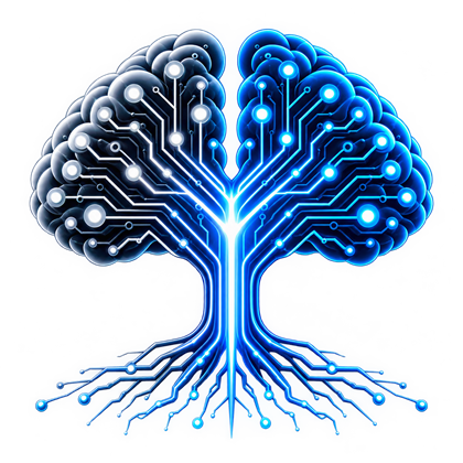 Símbolo de INTEMIA: un árbol de circuitos que representa la conexión entre información, trabajo y decisiones.